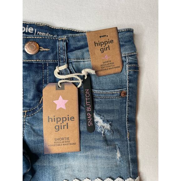 Lot of 3 Hippie Girl Denim Midi Regular Shorts Button Pockets Size 4 Blue NWT - Picture 3 of 8